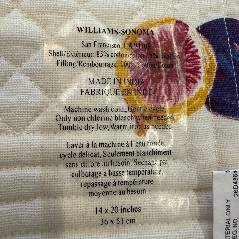 NWT - Williams Sonoma Citrus Burst Quilted Placemat